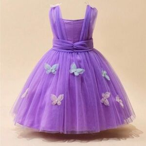 SHEIN Young Girl Butterfly Appliques Mesh Hem Party Dress